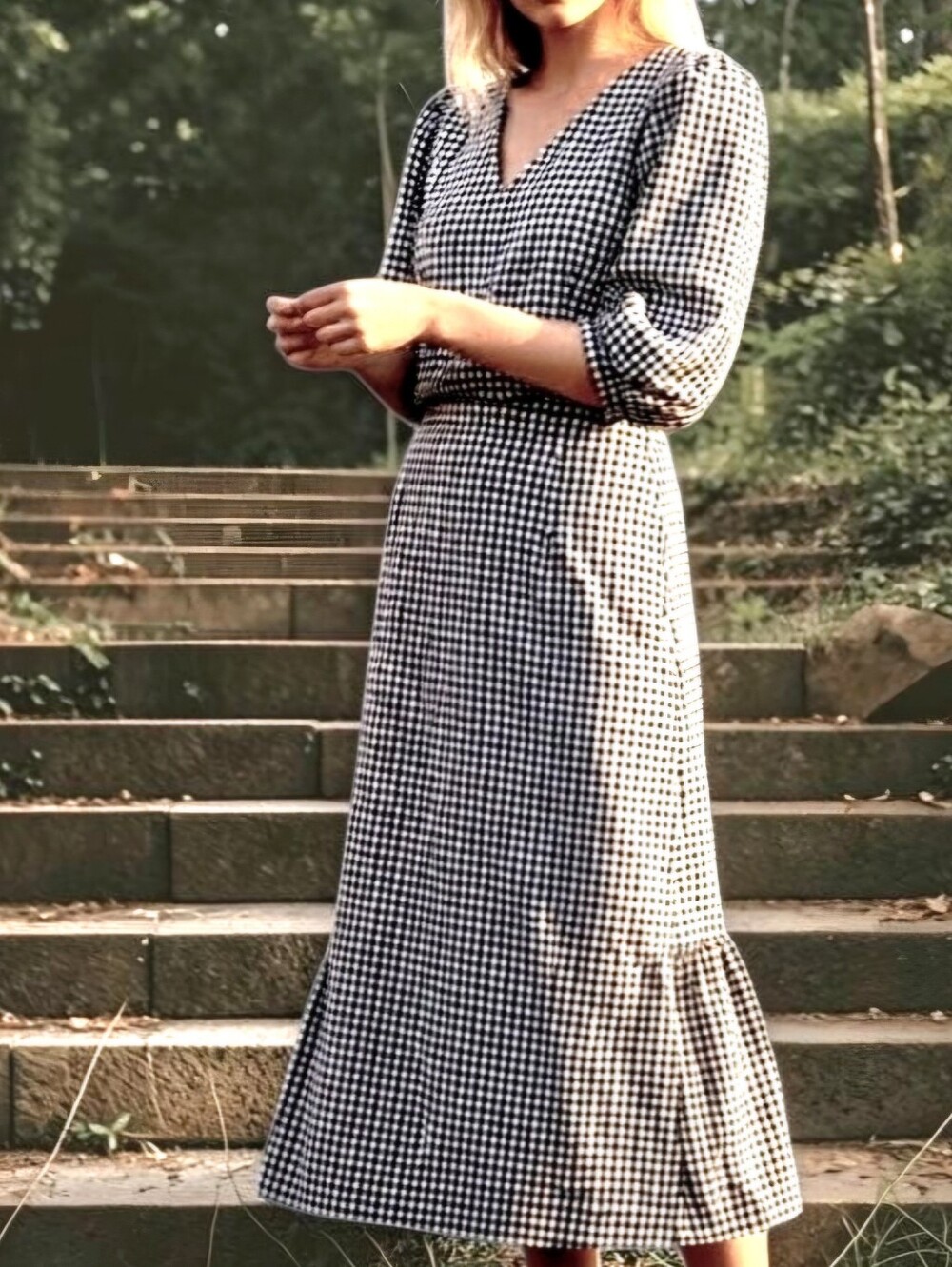 OSOS Designs Gingham Dress Black & White Empire Waist Ruffled Country Romania /2